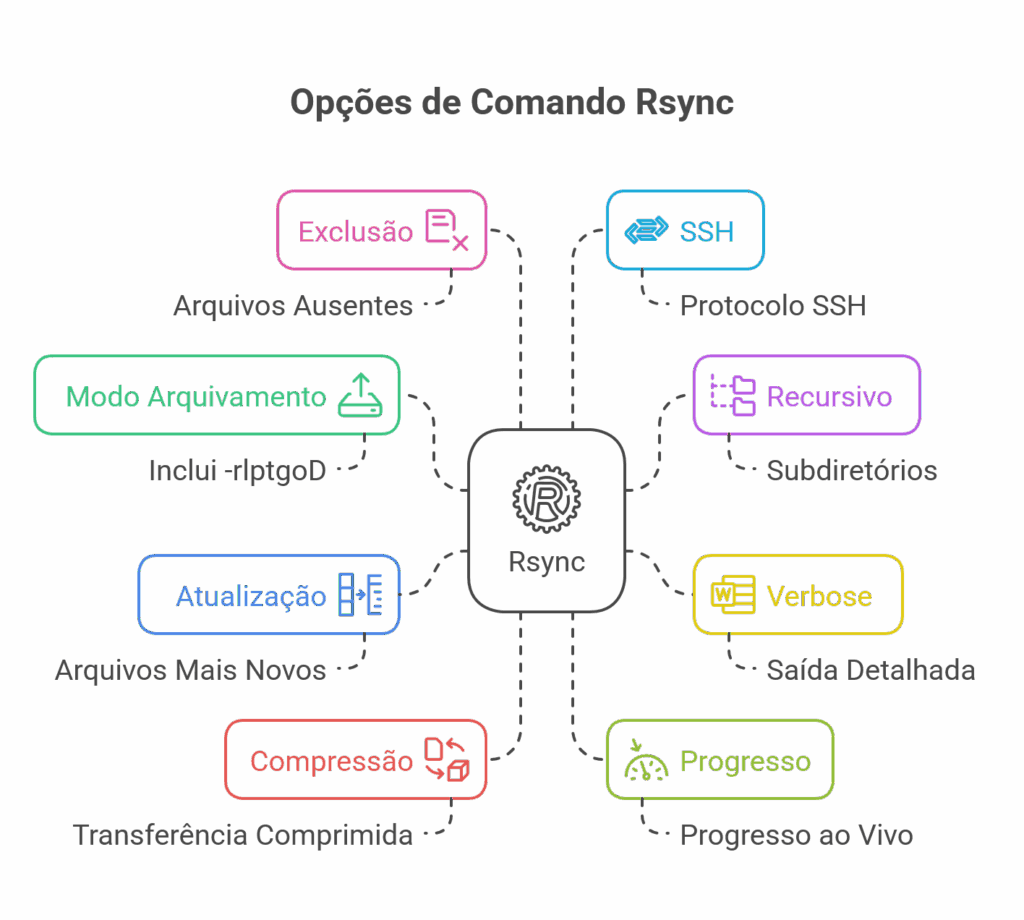 Principais opções do rsync