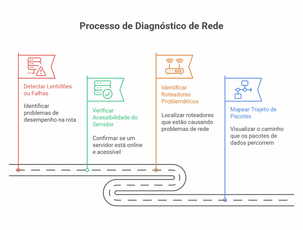O traceroute é uma ferramenta de diagnóstico de rede